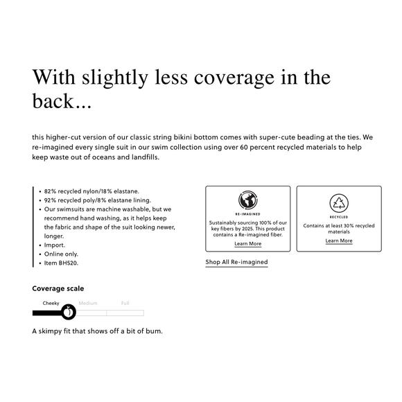 2/$15 NWT J. Crew Curved-Waist Cheeky String Bikini Bottom Beaded Brown Size M - Picture 6 of 8